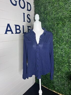 Caslon Navy Long Sleeve Button-Down Shirt